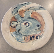 Ron Myers Art Pottery Plate Hand Thrown Ram picture