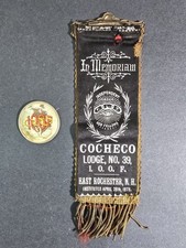 Vintage IOOF Odd Fellows Cocheco Lodge East Rochester & I.O.O.F Badge 1893 picture