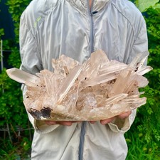9.36LB Large Natural Clear White Crystal Quartz Cluster Energy Healing Specimen picture