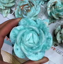 1pc Natural Hemimorphite Quartz Carved Crystal Flower Skull Reiki Decor Gift picture