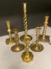6 Brass Candlestick Holders picture