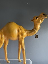 Vintage Handmade Genuine Leather Camel Figurine 20” Tall Made in India Large picture