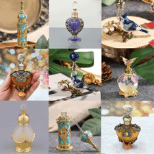 Retro Perfume Glass Bottle Antique Crystal Metal Empty Gift Bottles Decoration picture
