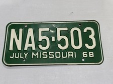 Vintage 1968 Missouri License Plate picture