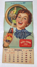1954/55  RC Royal Crown Cola Original Full Pad 13 Month Calendar 24