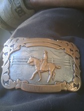 Vintage Comstock Silversmiths German Silver Western Horse Racing Belt Buckle picture
