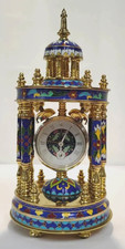 Vintage Chinese Brass & Cloisonne Circular Mantel Clock Smithsonian 9