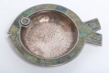 Los Castillo Taxco Mexico Mixed Metal Stone Inlay Fish Dish Ashtray MCM 481 picture