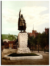 England. Winchester. King Alfred’s Statue. Vintage photochrom by P.Z, Photoch picture