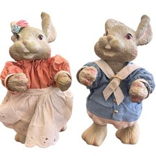 Vtg Midwest Cannon Falls Easter Bunny Set Boy Girl Figurines Rabbit Decor Taiwan picture