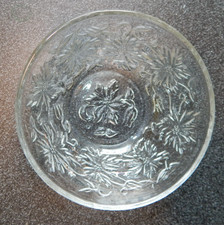 Vintage Clear Pressed Glass Floral Serving Bowl 6” Round Embossed Flower Pattern picture
