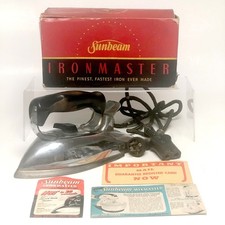 Vintage Sears Heatmaster Iron 116.6218 with Sunbeam Box & Ephemera Prop picture