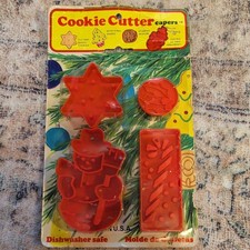 Vintage 1978 Holiday Cookie Cutters 4 Pk Capers Plastic Christmas USA picture