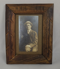 Antique Young Man Sitting Photo Gelatin-Silver Print Framed 1910s RARE picture