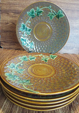 French Majolica  Grape Leaves on Basketweave c.1800's 10.5