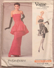 Vintage 1988 Vogue 2026 Yves Saint Laurent Dress Pattern CUT   picture