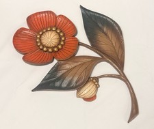 VINTAGE 1960s Syroco huge plastic flower wall art plaque, MCM decor picture