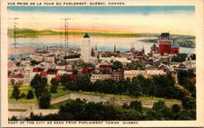 Linen Postcard Vue Prise De La Tour Du Parlement Quebec Canada Posted 1941 picture