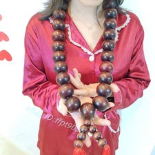 40mm*27 Big Beads Natural Wood Buddha Shaolin Temple Monk Blessing Red Necklace picture