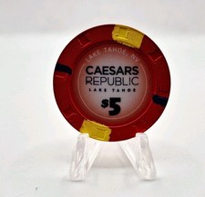 Caesars Republic Hotel Casino Lake Tahoe Nevada 2025 $5 Casino Chip picture
