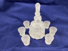 vintage glass decanter set clear frost woman czech picture