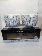 Sanrio Gudetama Lazy Egg 2 Bowl Set With Chopsticks Boxed Ramen Noodle picture