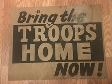 Vintage 1960's  Poster Anti Vietnam War Bring The Troops Home Now Cardboard picture