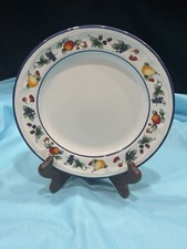 One (1) Bountiful by Nancy Calhoun 8” Salad Plate (Fruits with Blue Trim) picture