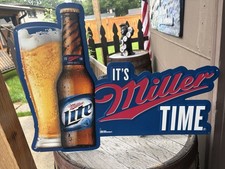 Miller Lite Its Miller Time Metal Tin Tacker Beer Sign picture