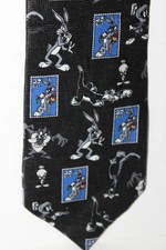 Vintage Looney Tunes Stamp Collection Necktie Bugs Bunny Taz Marvin USPS 1997 picture
