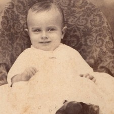 c1880s Philadelphia, Penna Cabinet Card Photo Applegate Studio Baby Infant Dress picture