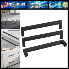 Goldenwarm 10 Pack Black Square Bar Cabinet Pull Drawer Handle Stainless Steel M picture