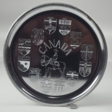 1960s Vintage Canada Souvenir Tray RCMP Mountie Provinces Chrome Made in England picture