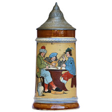 JW Remy Etched Beer Stein 884 Musicians | 0.5 L * Germany Antique Ca 1905 picture