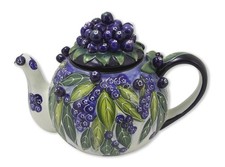 Blue Sky Ceramic Blueberry Teapot, 10 x 6.5 x 7