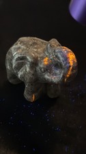 Hand-Carved Yooperlite Elephant Figurine - Fluorescent Sodalite Syenite picture