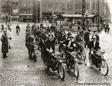 Group of Excelsior V-Twin Motorcycles & Riders - 1915 - Historic Photo Print picture