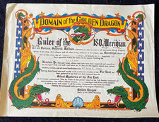 Vintage Domain of the Golden Dragon Certificate 1949-Original U.S.A.T Hope picture