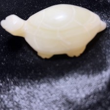 Vintage Hand Carved White Calcite Mexican Onyx Turtle Stone Figurine 3.25” picture