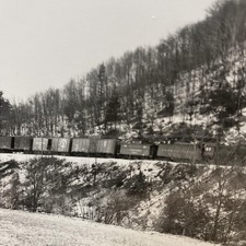 Vtg Pennsylvania Railroad Freight Train Snowy Hill Photo 4x5 B&W Original picture