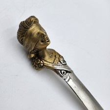 Unique Antique Art Nouveau Blindfolded Lady Brass Letter Opener picture