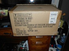 THE FRANKLIN MINT PROMISE OF FREEDOM SCULPTURE PROCELAIN EAGLE W/ FLAGE B/NEW FS picture