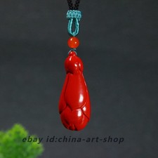 Natural Cinnabar Magnolia Bud Flower Bud Means Bright Future Pendant S89 picture