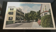 NANTUCKET ISLAND MASSACHUSETTS FAIR STREET SHOWING SHIPS INN VINTAGE POSTCARD picture