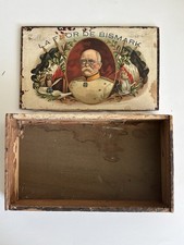 Antique La Flor de Bismark Wooden Cigar Box Scarce Tobacciana Advertising picture
