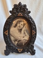 Stunning 1855 Black W/Gold Details Gutta Percha Orntate Victorian Frame W/ Pic picture