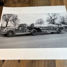 Vintage Manchester NH Fire Dept 8x10 Silver Gelatin Photo 100 Ft Tiller Truck picture