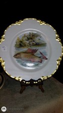 Antique 4pc Havilland France H/P Fish Plates Ex Cond picture
