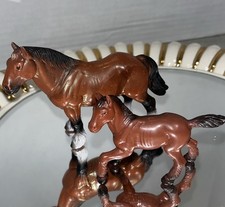 Vtg. Set Bullyland Horse Stallion &1Foal Animal Figure Handpainted - Germany-505 picture