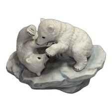 Vintage Porcelain Polar Bear Cubs Figurine Polar Expedition 1990 picture